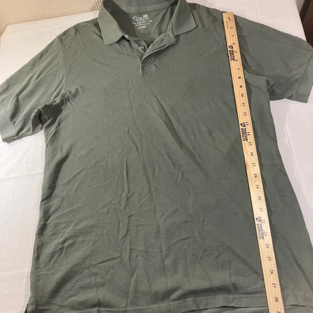 Faded Glory Mens Organic Cotton Polo Shirt Olive Green Short Sleeve Large 42/44